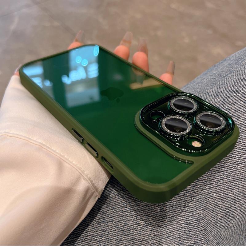 Luxury Armor Glitter Diamond Transparent Clear Hard Case for iPhone 15 14 Pro Max 13 12 11 Plating Camera Lens Protection Cover