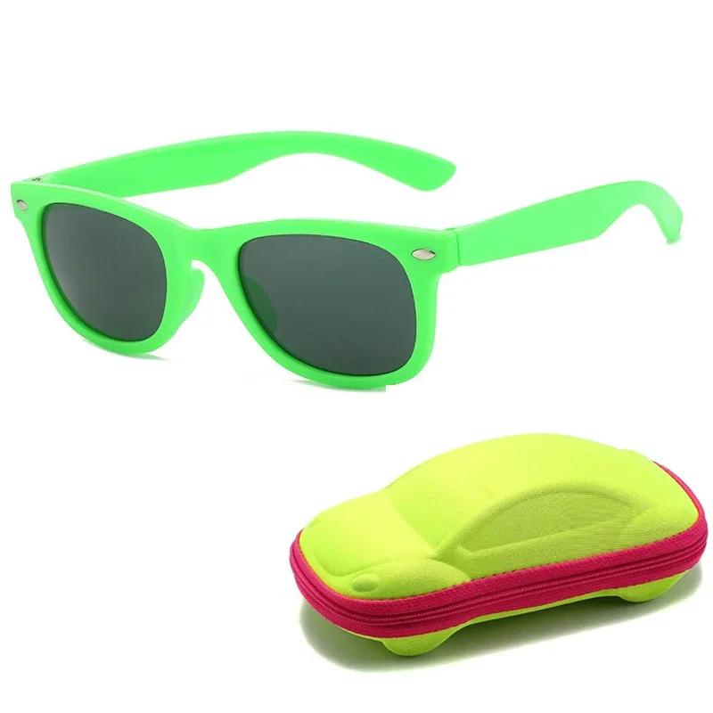 Cute Retro Kids Sunglasses With Glasses Box Girls Boys Uv400 Ultra Light Sun Protection Travel Safety Shades Eyeglasses