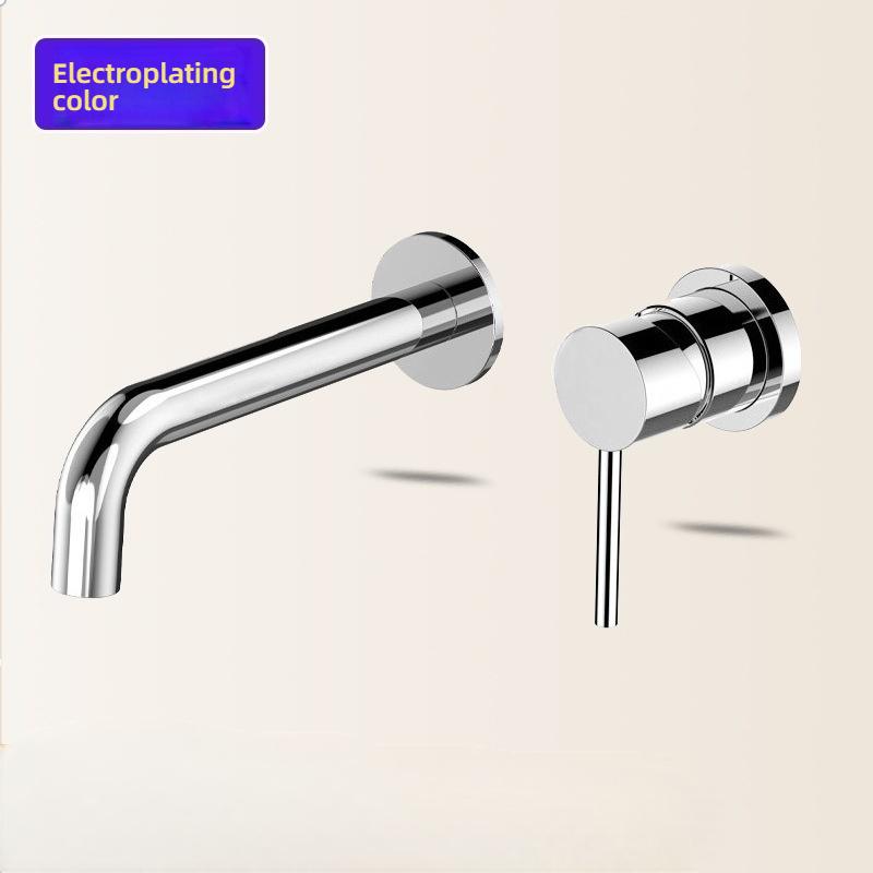 Modern Brass Wall Mounted Bathroom Basin Faucet Concealed Wall Sink 360° Swivel Spout Hot And Cold Water Bathtub Tap
