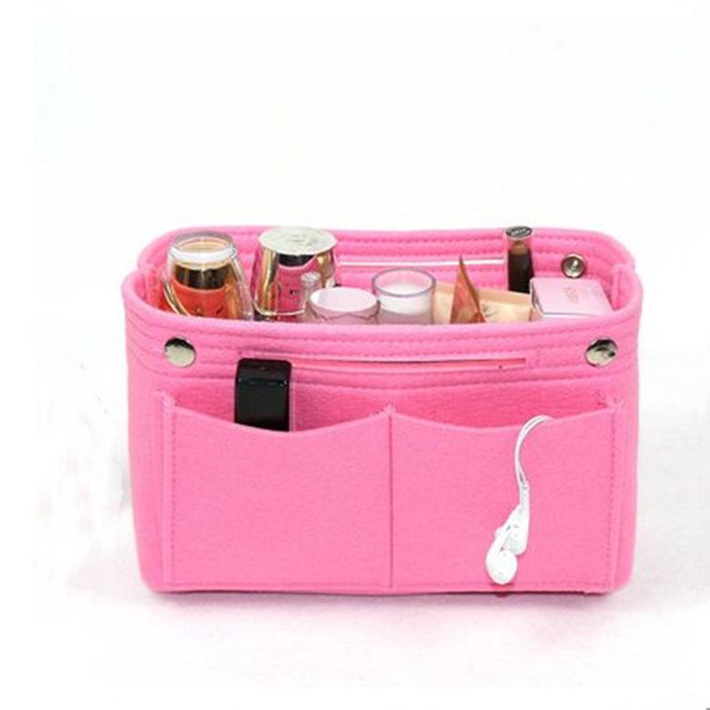 Multifunctional Women's Travel Felt Cosmetic Bag with Snap Closure, Large Capacity for Storage