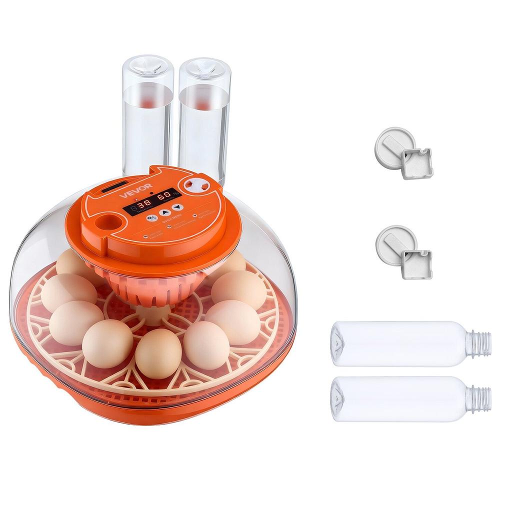 12 Egg Incubator, Automatic Egg Turner with LED Candler, Temperature & Humidity Control, 360° View Clear Window, Poultry Eggs Incubator for Home Farm,