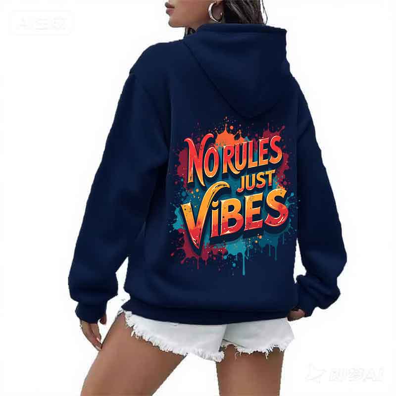 Colorful Letter Print Women'S Hoodie Spring Autumn Street Casual Fashion Shoulder Sleeves Top Versatile Trend Y2K Clothing