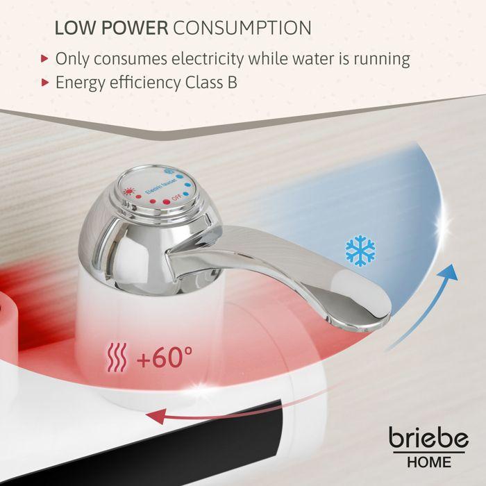 Robinet Chauffe-eau Instantané à Poser, Eau Chaude Immédiate pour Camping Briebe IH1200 3600W Blanc
