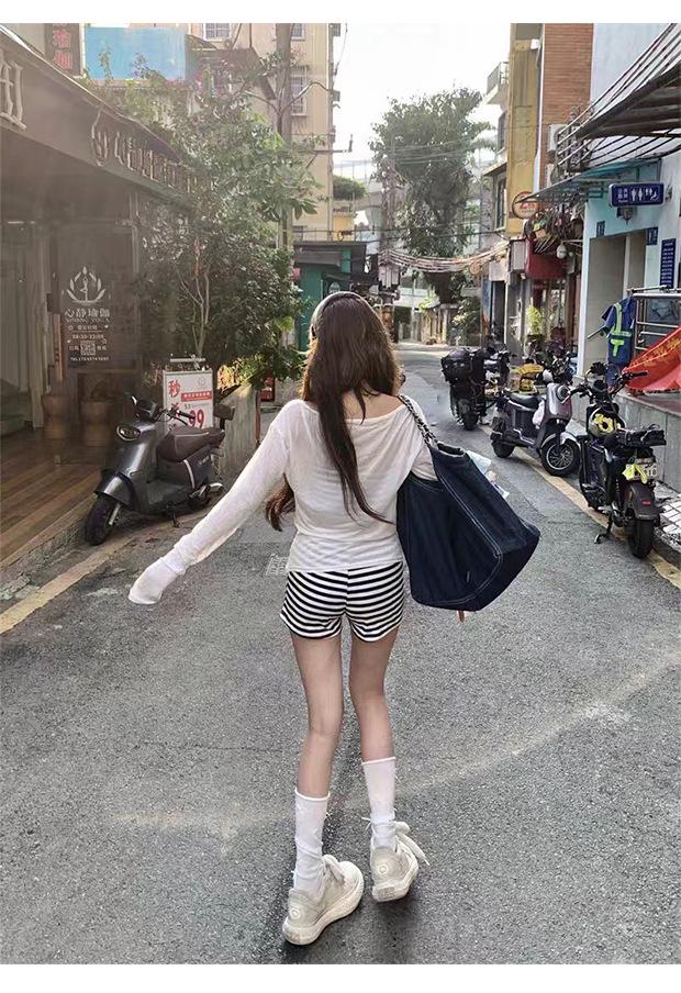 Gestreifter Zweiteiliger Boyshort-Badeanzug im Koreanischen Stil für Damen - Süße und Mädchenhafte Urlaubs-Bademode
