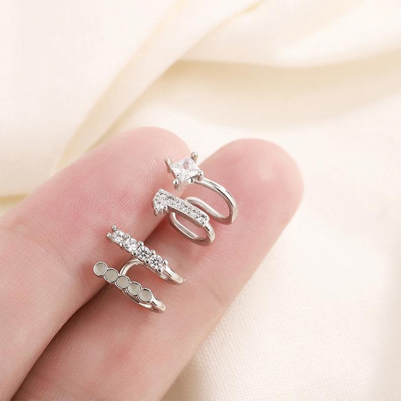 Double Layer Clip On Earrings For Women No Piercing Ear Cuff Trendy Elegant Ear Bone Jewelry Fashion Accessories