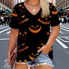 T-shirt da donna estiva con stampa 3D e scollo a V Travestimento di Halloween
