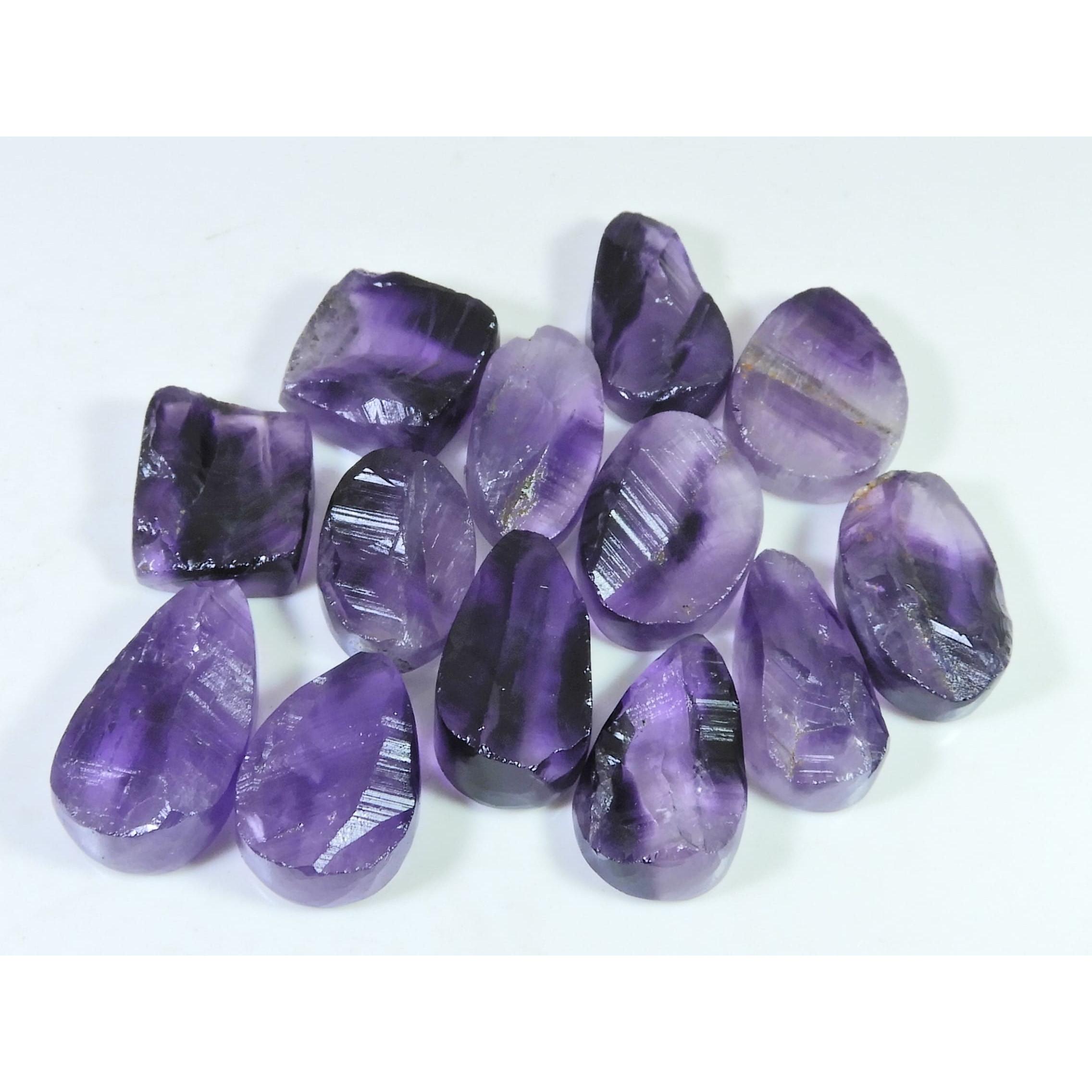 323Cts. Natural Amethyst Druzy Mix Cabochon Loose Gemstone 13Pcs Lot 22-29MM C-1242