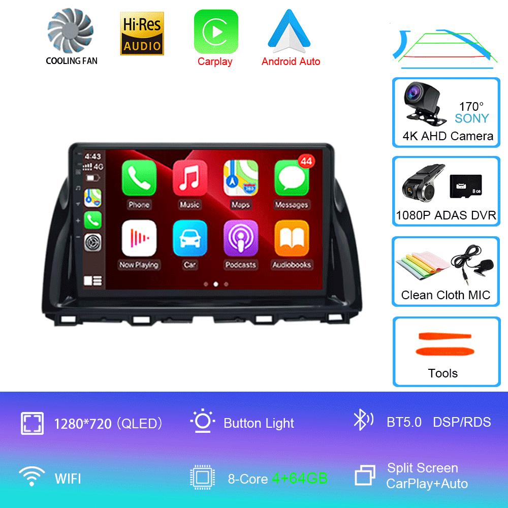 Car Radio Android 14 Carplay Auto For Mazda CX5 2011 - 2016 CX-5 CX 5 Navigation GPS video Player Stereo video DVD WIFI+4G