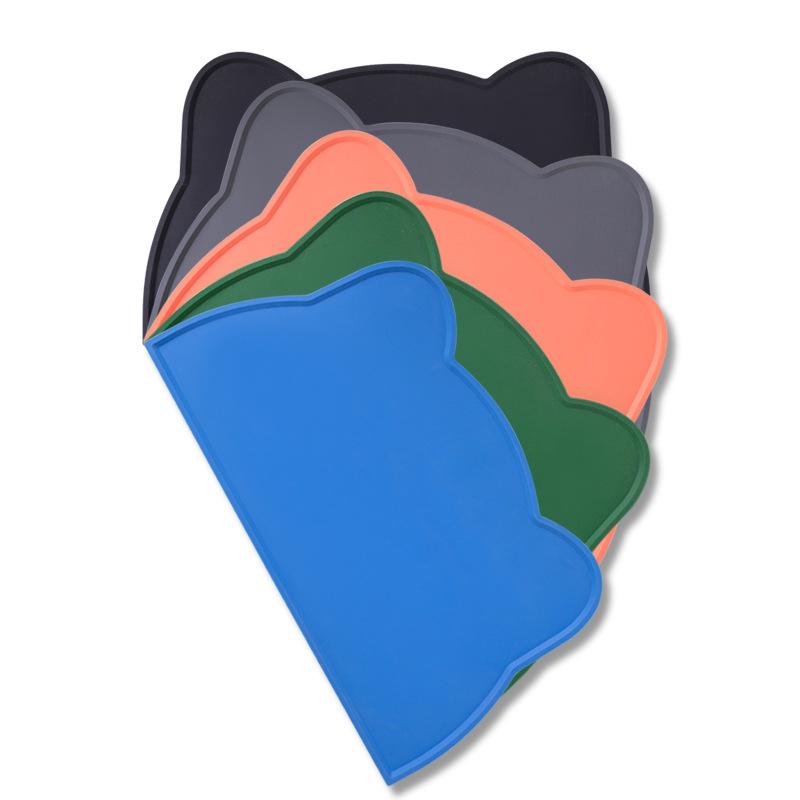 Pet Feeding Mat Cat Head Shape Made of Food Grade Silicone Non Slip Easy to Clean Spill Proof Mat for Cats and Dogs