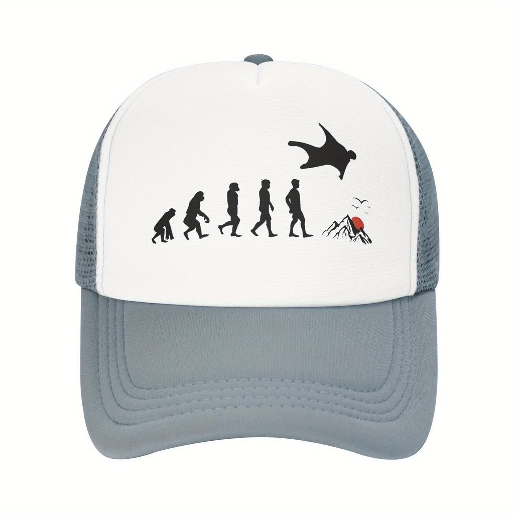 Wingsuit Flying Evolution Trucker Hat Polyester Mesh Adjustable Baseball Cap for Men Women Casual