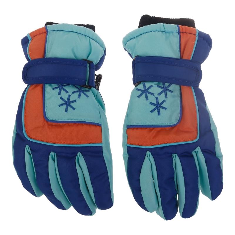 

9-15Y Kids Ski Gloves Fleece Warm Snowboarding Mittens Skiing Gloves for Teens Winter Cycling Gloves Thick Warm Gloves синій