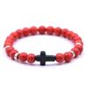 European-American Agate, Tiger Eye, and Volcanic Stone Bracelet with Turquoise Frosted Beads