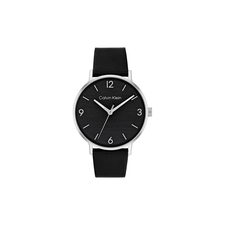 Calvin Klein Quartz Watch Leather Strap Black Dial Minimalist Watch Men watches 25200437 25200437
