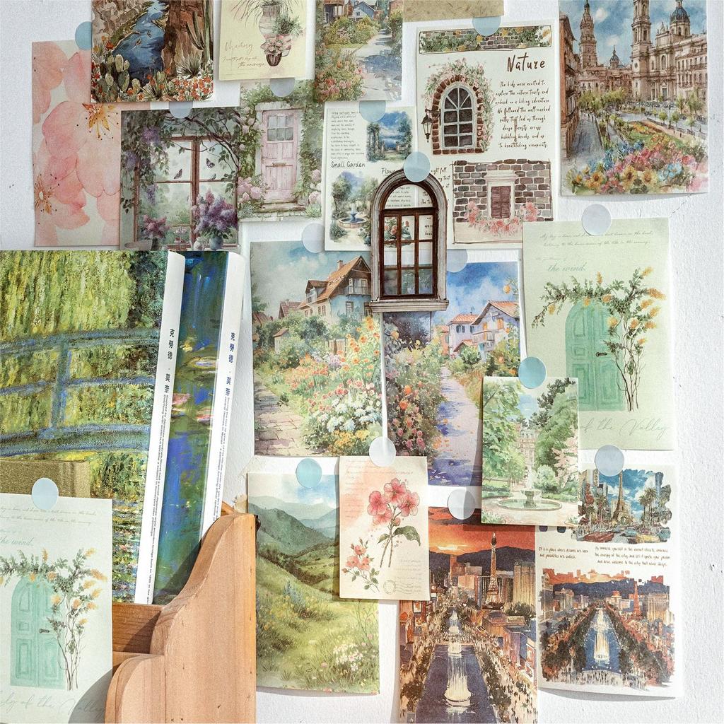 100pcs/lot Memo Pads Material Paper Watercolor Life Illustrated Guide Junk Journal Scrapbooking Cards Retro Background