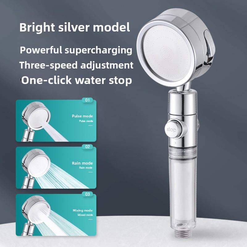 

1 душевая лейка с фильтрацией под давлением, с тремя регулируемыми уровнями супер-напорной бытовой душевой лейки и душевой лейкой с регулируемым углом наклона головки серебряный