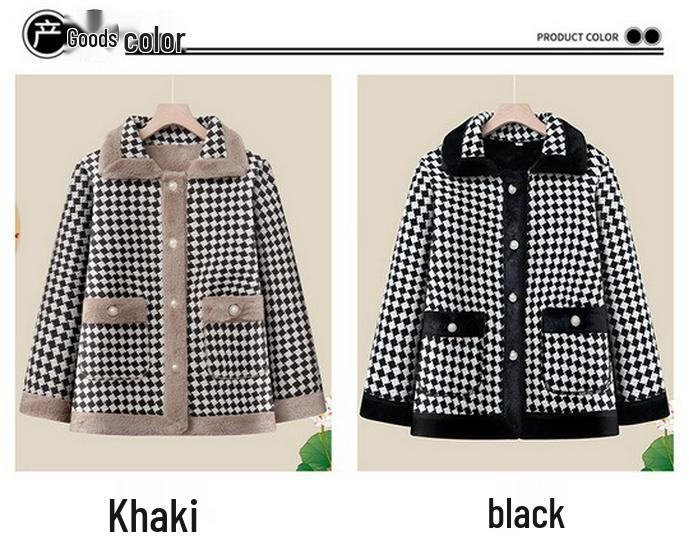 Mom's Stylish Fleece-Lined Thickened Jacket 2025: Autumn/Winter Slimming Cotton Coat for Middle-Aged Women
