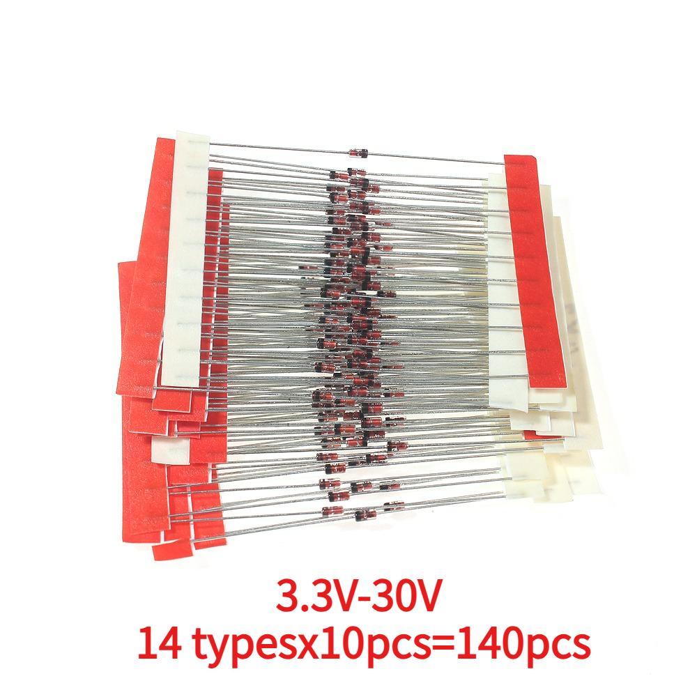140/150/270pcs 1/2W Zener Diode Assorted Kit 0.5W 3.3V-30V, 2.4V-9.1V, 2.4V-33V Voltage Regulator Diodes DIY Sample Set