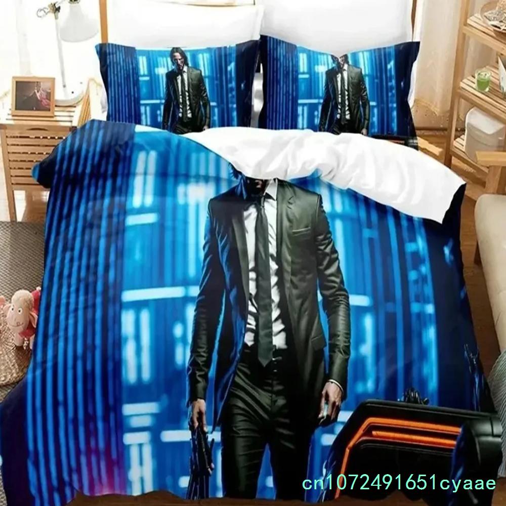 3D HD Printed Movie John Wick Bedding Sets John Wick Duvet Cover Bed Set Quilt Cover Pillowcase Comforter King Queen Size