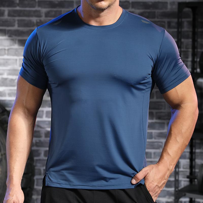 Men's Gym Workout Muscle Fit Shirt Thin Loose-fitting Casual T-shirt Stretchy Quick-drying Short Sleeve Athletic Running Tee