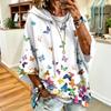 Women's Casual Loose Fit Floral Print Drawstring Hoodie Retro Sweatshirt for Everyday Wear