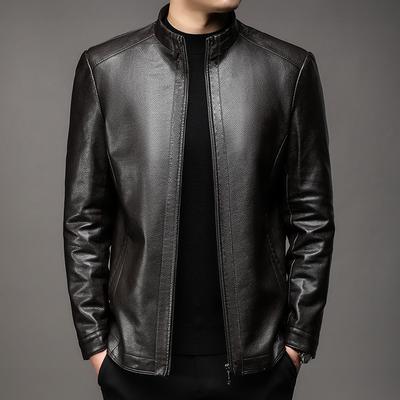 Leather Jacket Men's Autumn and Winter New Men's Stand Collar Soft Leather Jacket Jacket Men's Loose Casual Leather Jacket