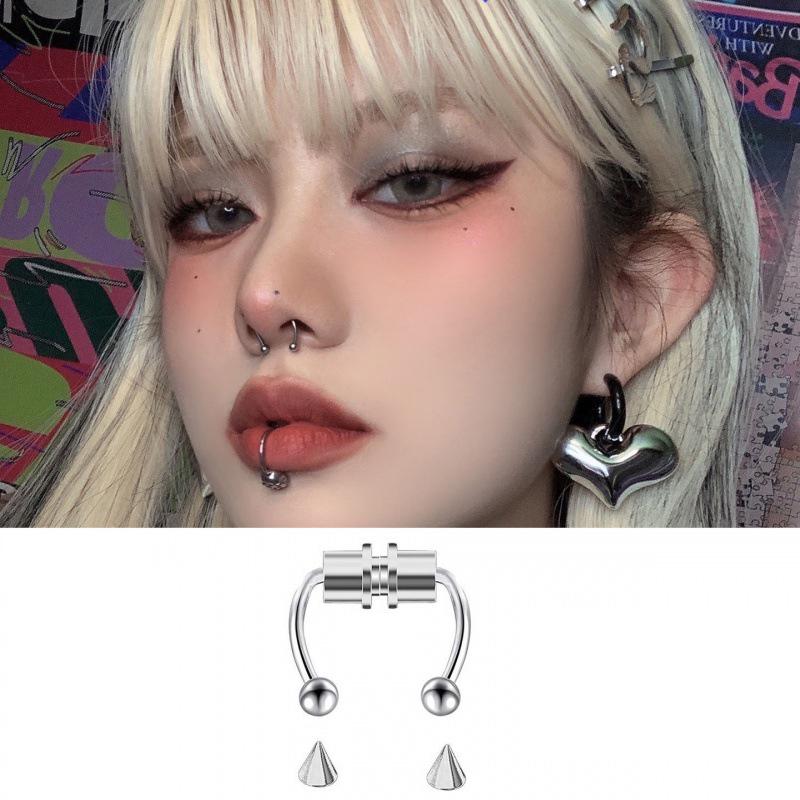 Titanium Steel Multi-Purpose Lip Clip Ear Clip Earrings For Men Women Unisex Punk Cool Hip-Hop Non-Piercing Jewelry
