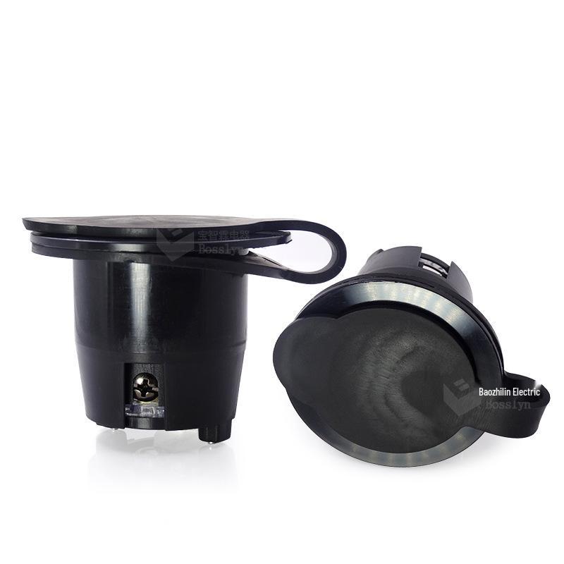 All Black NEMA 5-15P US Standard Industrial Plug with Waterproof Cover