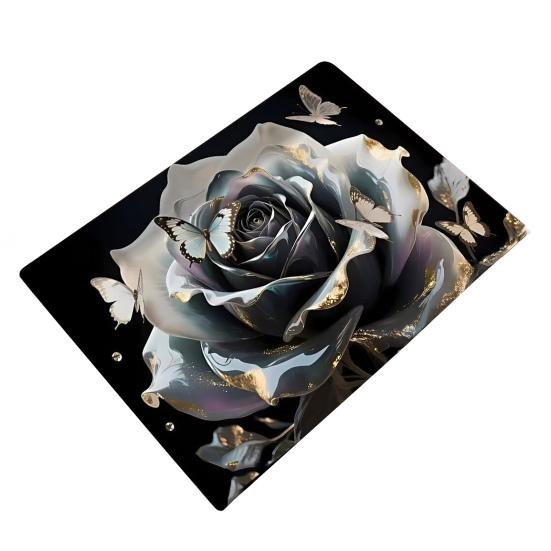Yousheng 3D Rose Floor Mat Flower Pattern Non-Slip Bath Mat Realistic Rose And Butterflies Bathroom Rug for Entrance Bedroom Living Room