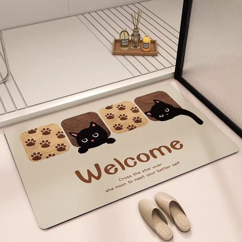 Minimalist Cartoon Bathroom Mat – Quick-Drying, Non-Slip, Absorbent, Dirt-Resistant, Easy-to-Clean, with Diatomaceous Earth.