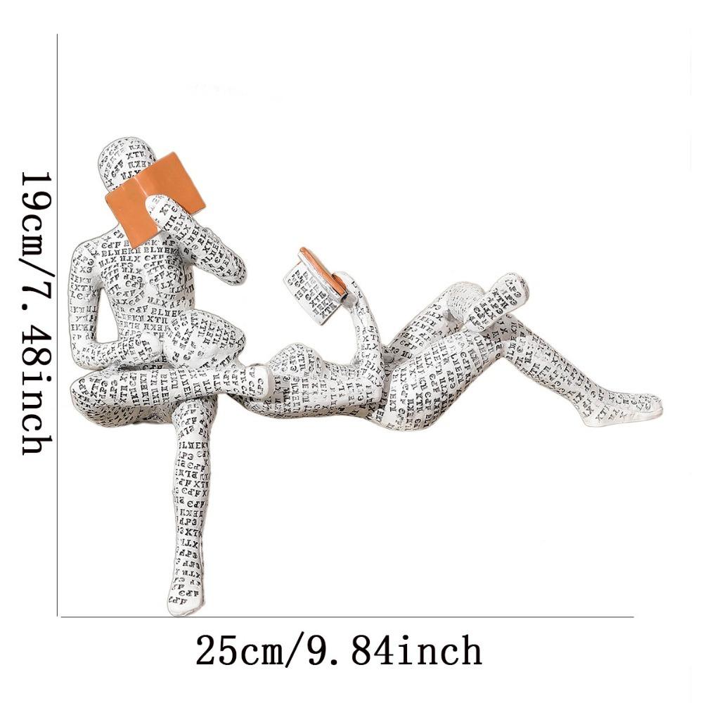 Creative Mini Reading Woman Figurine Thinker Style Nordic Modern Abstract Sculptures Resin Simple Art Sculpture Bookshelf Decor