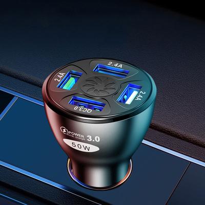 Quick 50W QC3.0 4 USB Port Car Charger Fast Charge Mobile Phone Charger Socket Adapter Battery Charging Auto Replacement Parts