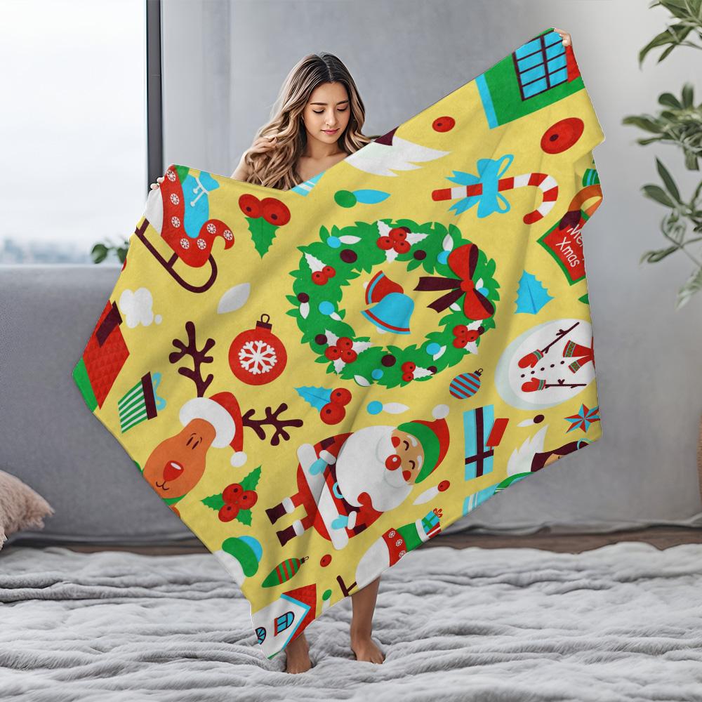 Cozy Christmas Throw Blanket Soft Flannel Festive Holiday Decor Gift Warm Winter Bedspread Couch Cover Home Decor