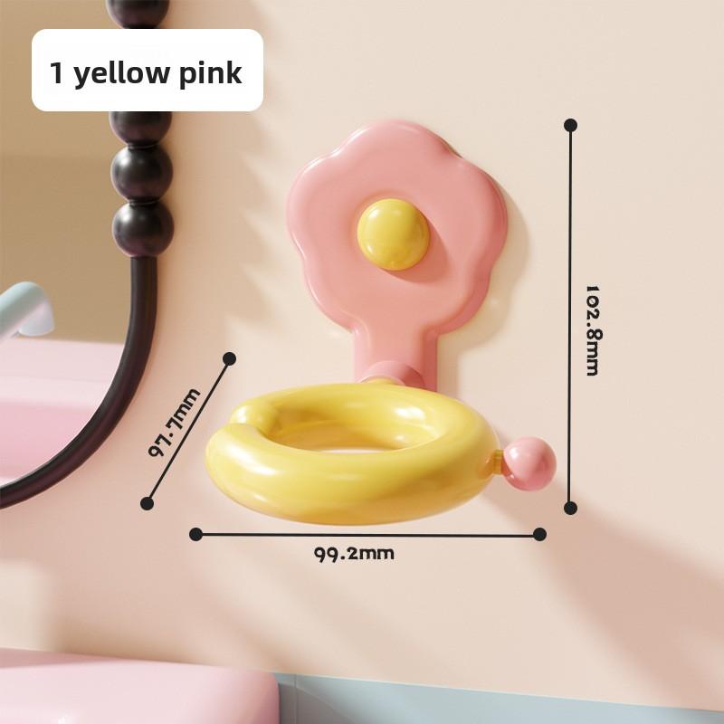 

Hair Dryer Storage Rack - No-drilling Bracket for Bathroom. Electric Hair Dryer Hanging Mount for Bathroom Wall-mounted Storage Rack. yellow pink