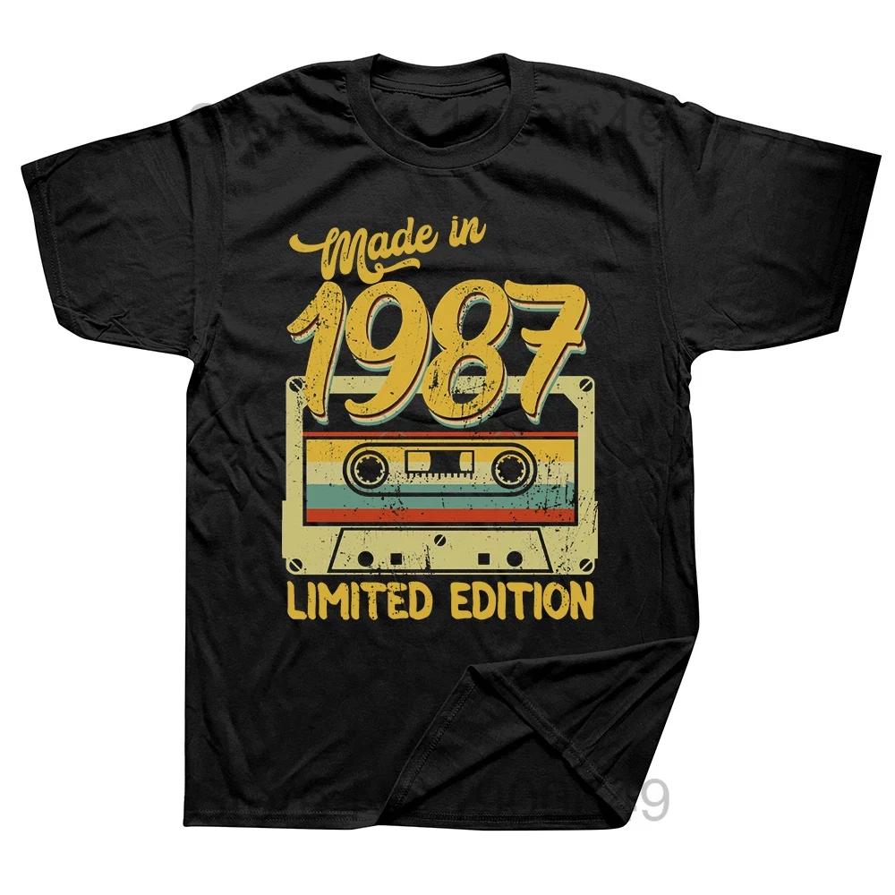 Vintage Made In 1987 Limited Edition 37 Years of Being Awesome T Shirts Summer Graphic Cotton Streetwear Birthday Gifts Tshirt