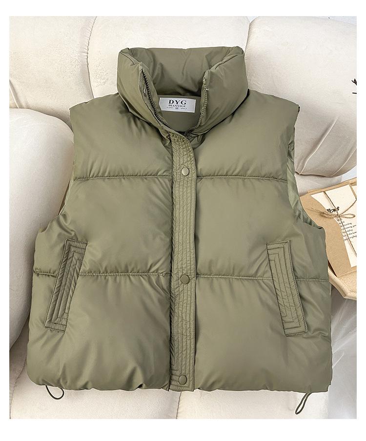 2024 Trendy Loose Stand-Up Collar Cotton Vest: Sleeveless Autumn/Winter Outerwear