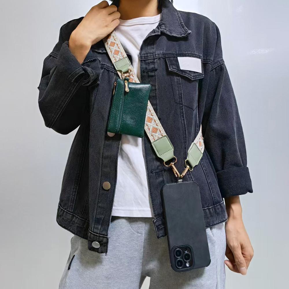 Crossbody Mobile Phone Lanyard With Universal Gasket Cell Phone Strap Zipper Wallet For Women's Bag Coin Purses Earphone Case