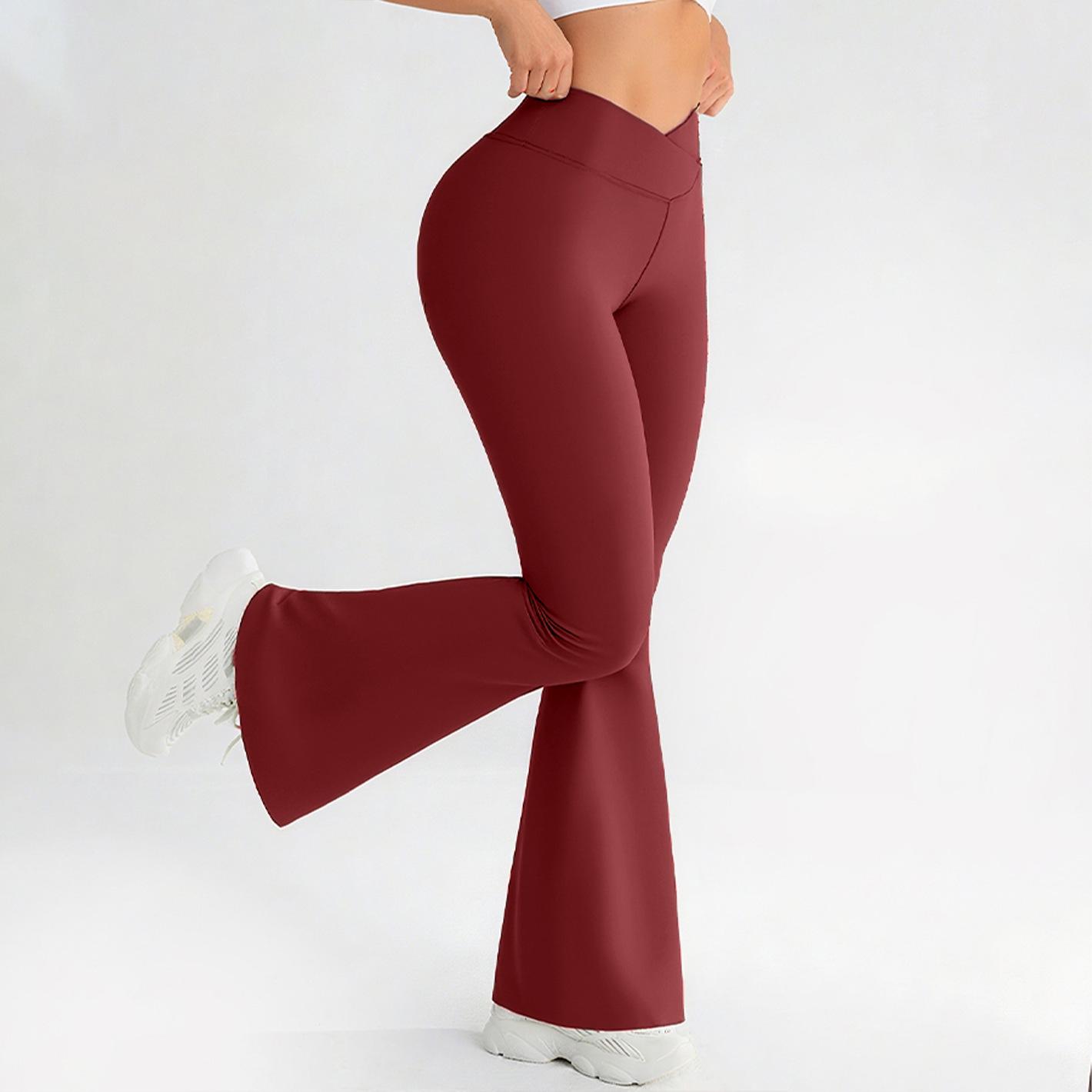 Women s Quick-Dry Lulu Bare-Feel Micro-Flare Yoga Pants with Cross Waist Medium