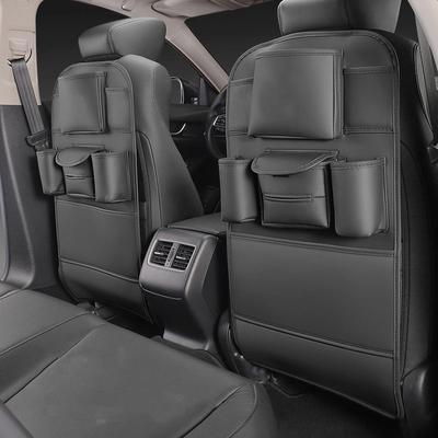 Organizador de cuero para respaldo de asiento de coche, bolsa de almacenamiento, funda protectora, almohadilla antipatadas, estilo de coche para coches, organizador de respaldo de asiento de coche, Protector de asiento trasero