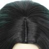 Womens Medium Part Long Wavy Wig Green Gradient Highlight Synthetic Full Fashionable Heat Resistant Any Face Shape
