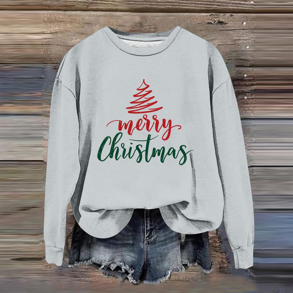 Women's Fashion Casual Long Sleeve Loose Christmas Printed Sweatshirt