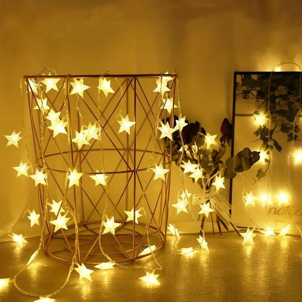 1PC 10/20/30/40 LED Star String Lights Battery Operated Fairy Lights For Christmas Tree Bedroom Room Party Home Wedding Decor