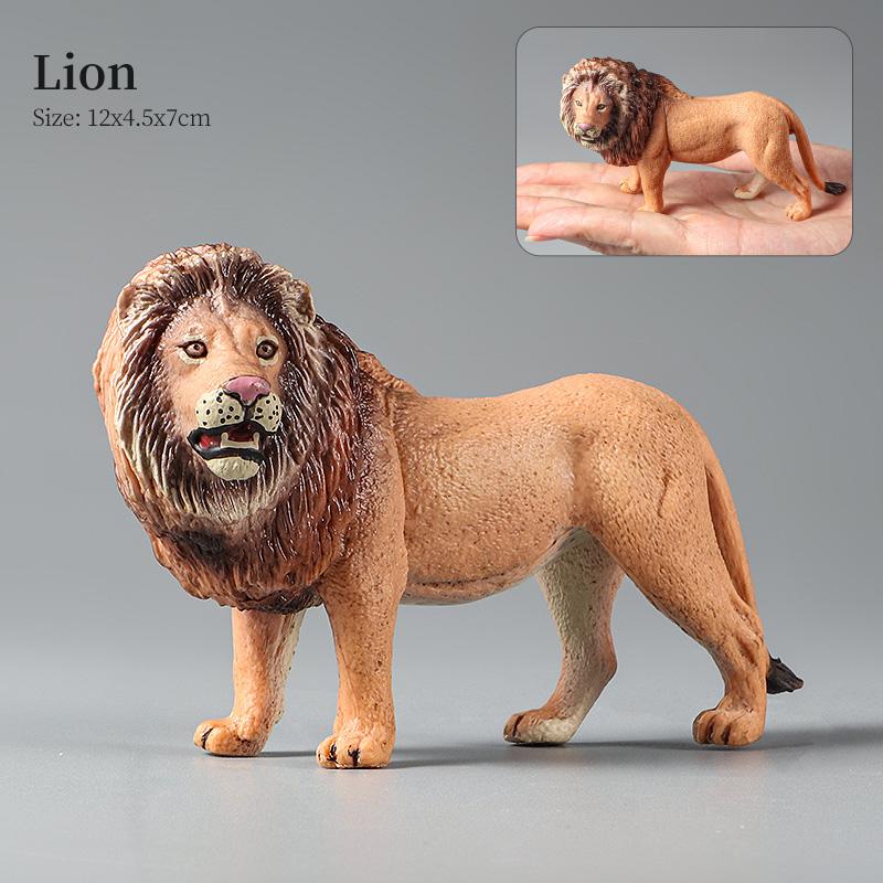 

Montessori Wild Animals Model Toy Set - Lion Elephant Antelope Action Figures Miniature Zoo Figurines Educational Kids Gift
