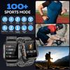 Robustes und langlebiges Militär-Smartwatch 1500mAh Akku 30-Tage Blouetooh Anruf Multifunktionalität, LED-Taschenlampe 150 Sportmodi Android iPhone.