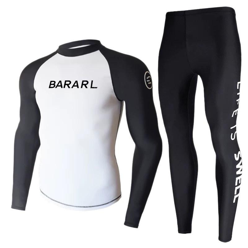 Mens Long Sleeve UPF 50 Rash Guard Swimwear Surfing Diving Swimming Quick Dry Stretch Fit