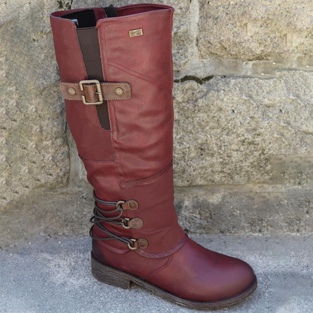 Mujer rodilla alta botas planas de tacón bajo Biker Riding Booties damas  zapatos de invierno Zip comprar a buen precio — entrega gratuita, reseñas  reales con fotos — Joom