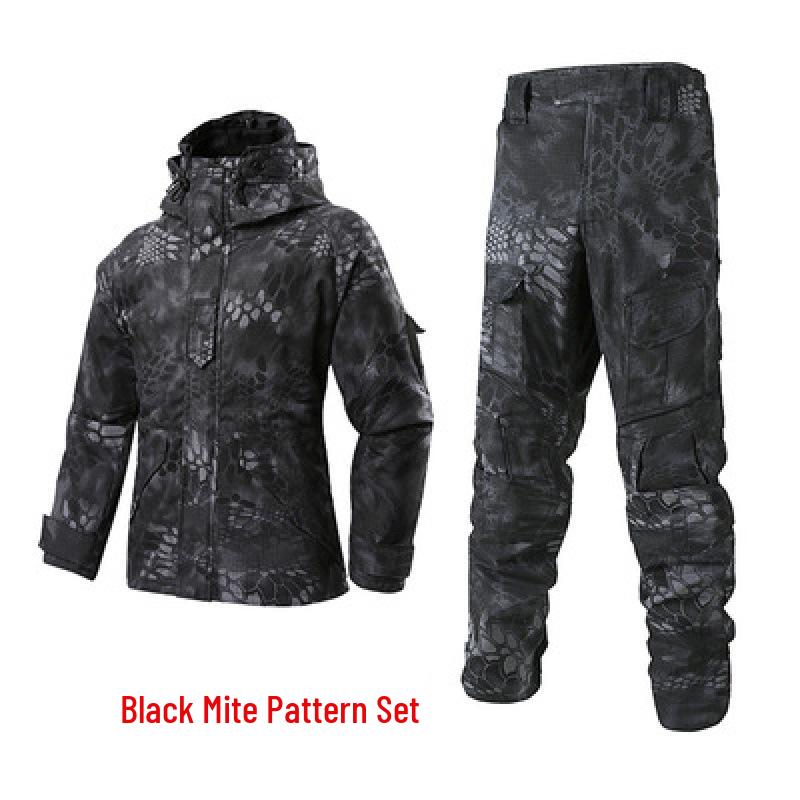Herren- und Damen-Wasserdichte Camouflage-Taktische Jacke Set - Winddicht, mit Plus-Samt, Verdickt für Herbst und Winter.