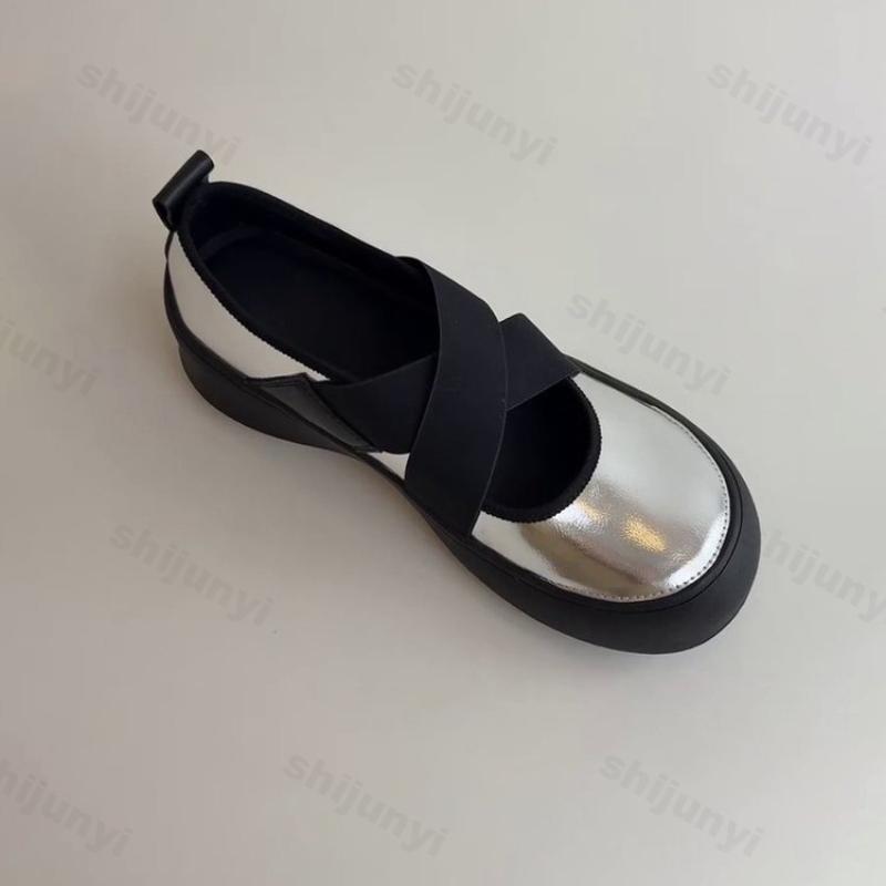 Mode Damen Plateau Freizeitschuhe Frühling Herbst Vintage Höhenerhöhung Rutschfeste Ballerinas Bequeme Mode Weiche Sohle Mary Jane Schuhe