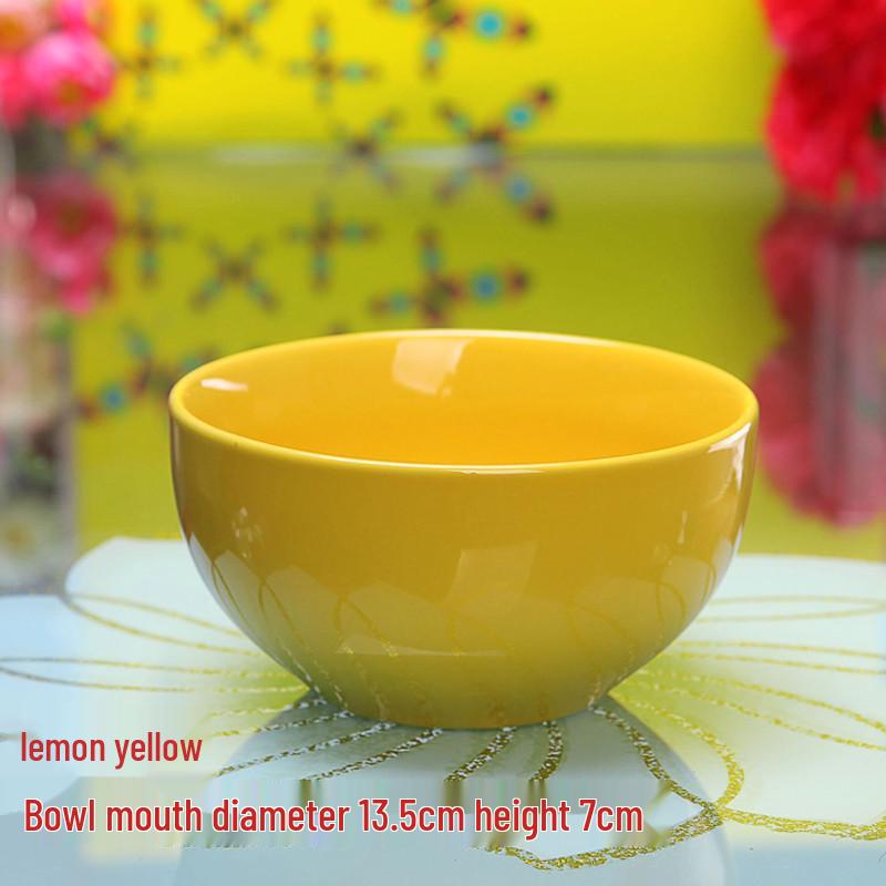 Colorful Large Ceramic Children's Bowl - Creative Underglaze Design for Rice or Porridge