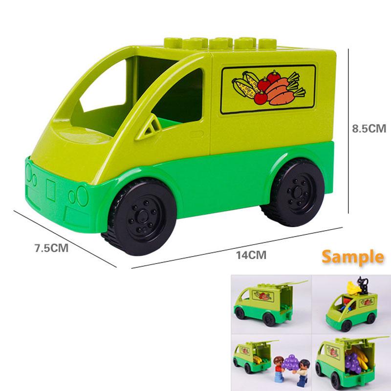 Trailer Car Motorcycle Boat Big Building Blocks Collocation Vehicle Accessory Kid DIY Toys Compatible With Duploed Set Gift
