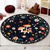 Floral Round Rug, Non-Slip Low Pile Floor Mat for Living Room or Bedroom, Kids' Room Friendly